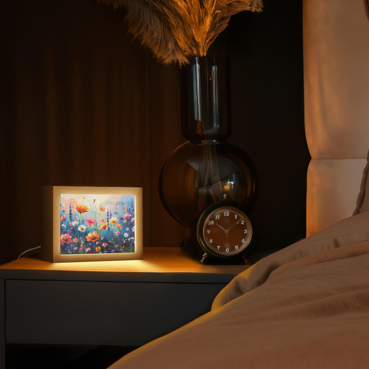 STOLNÍ LAMPA Květiny - Příroda - Akvarel - Umění 20x15 cm - starorůžová, kompozitní dřevo (8/20/15cm) - OnlyWow