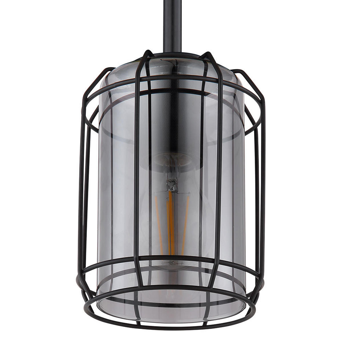 HÄNGELEUCHTE Metall Schwarz Rauchgrau - Schwarz, Glas (13/13/120cm) - Globo Lighting