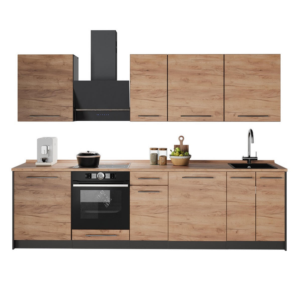 CHICINETĂ Fame-Line, Stejar auriu/antracit, 280 cm, AP Marmură - stejar miere/antracit, compozit lemnos (280/206.8/60cm) - Vicco