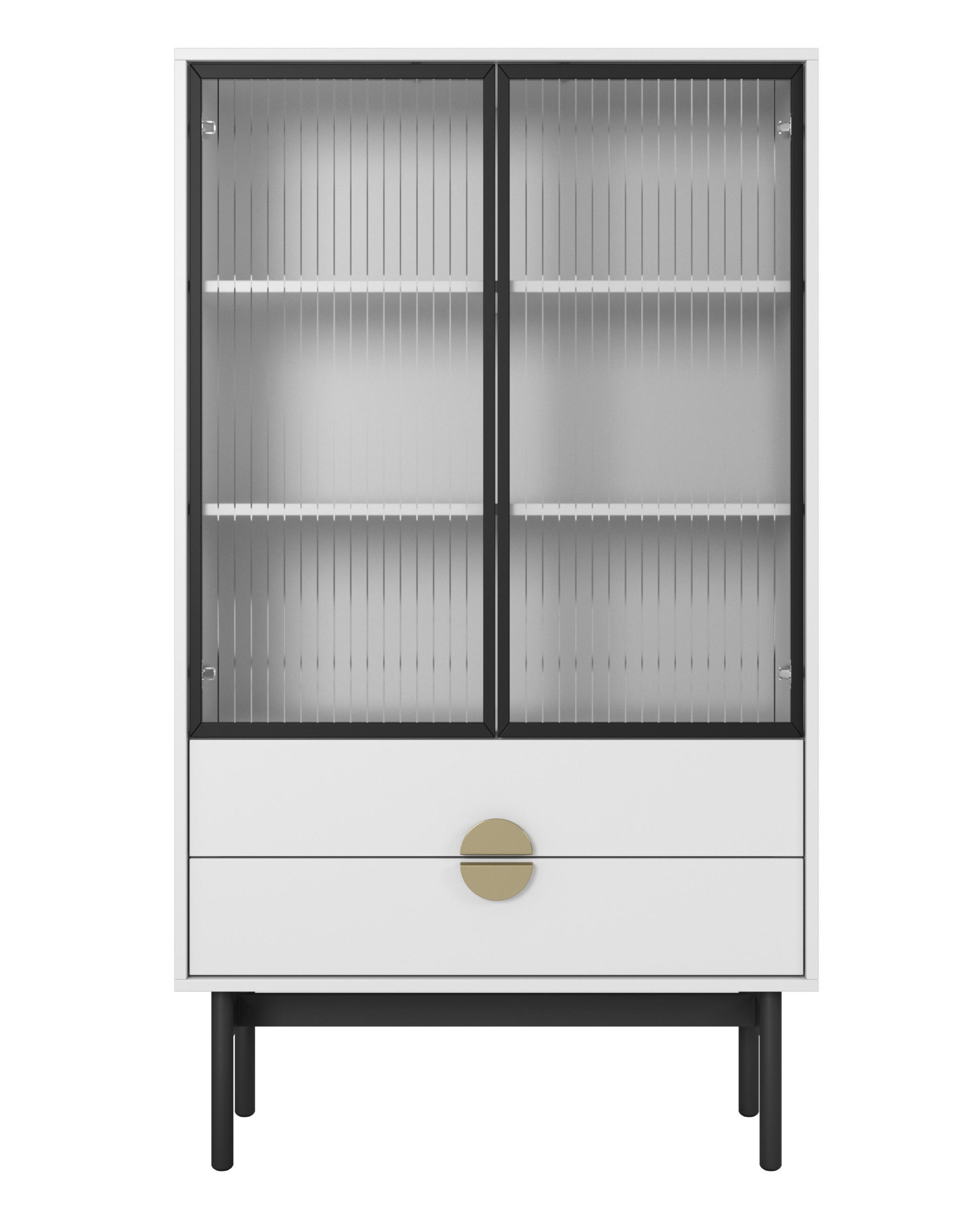 VITRINE Stoon Weiß 150 cm - Goldfarben/Schwarz, Holzwerkstoff/Metall (85.5/150/41cm) - Selsey