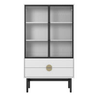 VITRINE Stoon Weiß 150 cm - Goldfarben/Schwarz, Holzwerkstoff/Metall (85.5/150/41cm) - Selsey