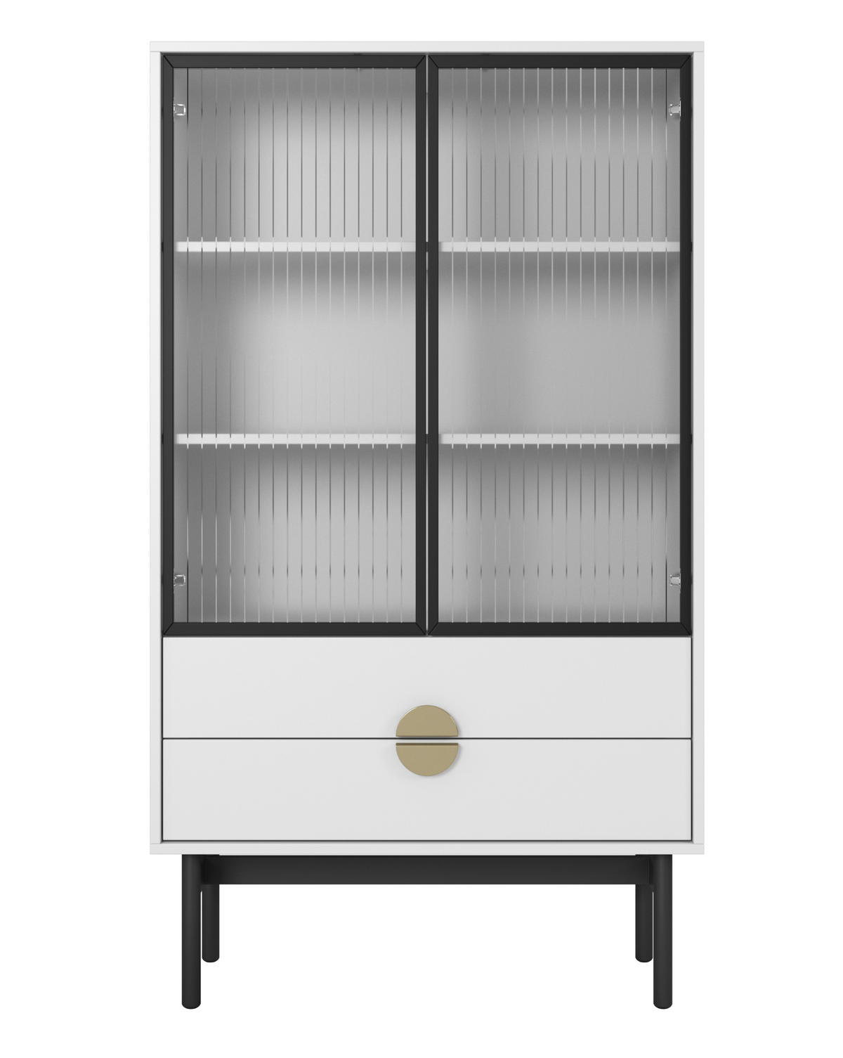 VITRINE Stoon Weiß 150 cm - Goldfarben/Schwarz, Holzwerkstoff/Metall (85.5/150/41cm) - Selsey