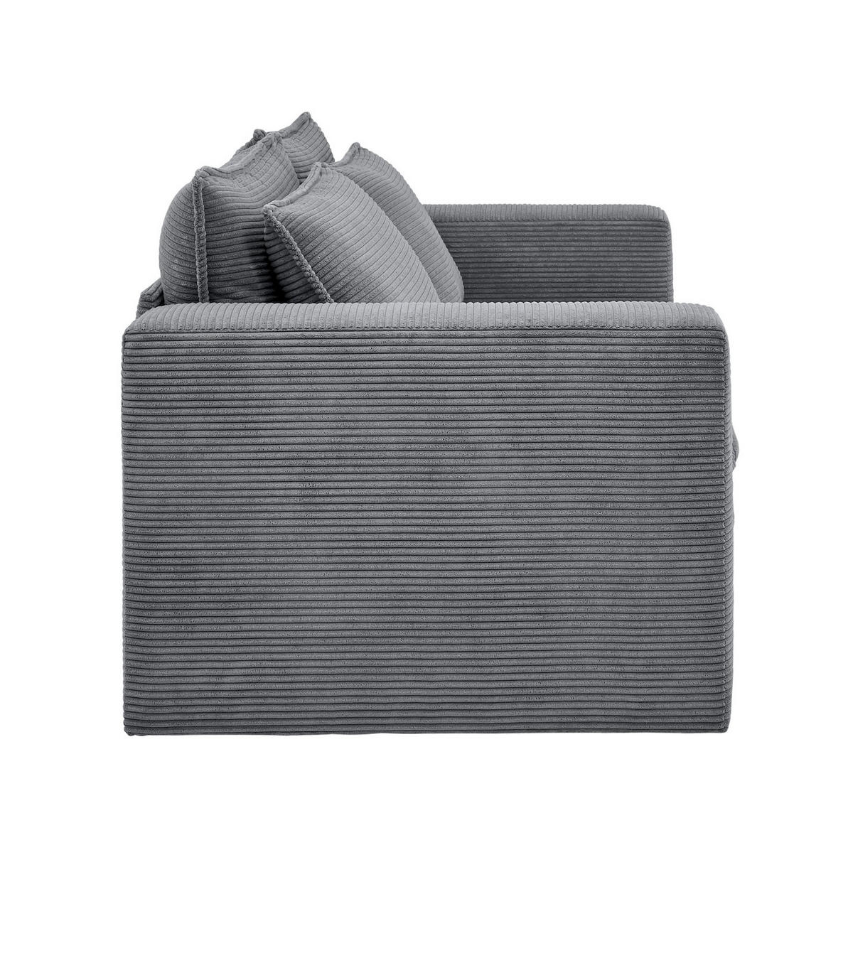 SOFA grau Cord, Couch 2-Sitzer 180 cm - Beige/Grau, Holz/Textil (180/83/91cm) - Furn.Design