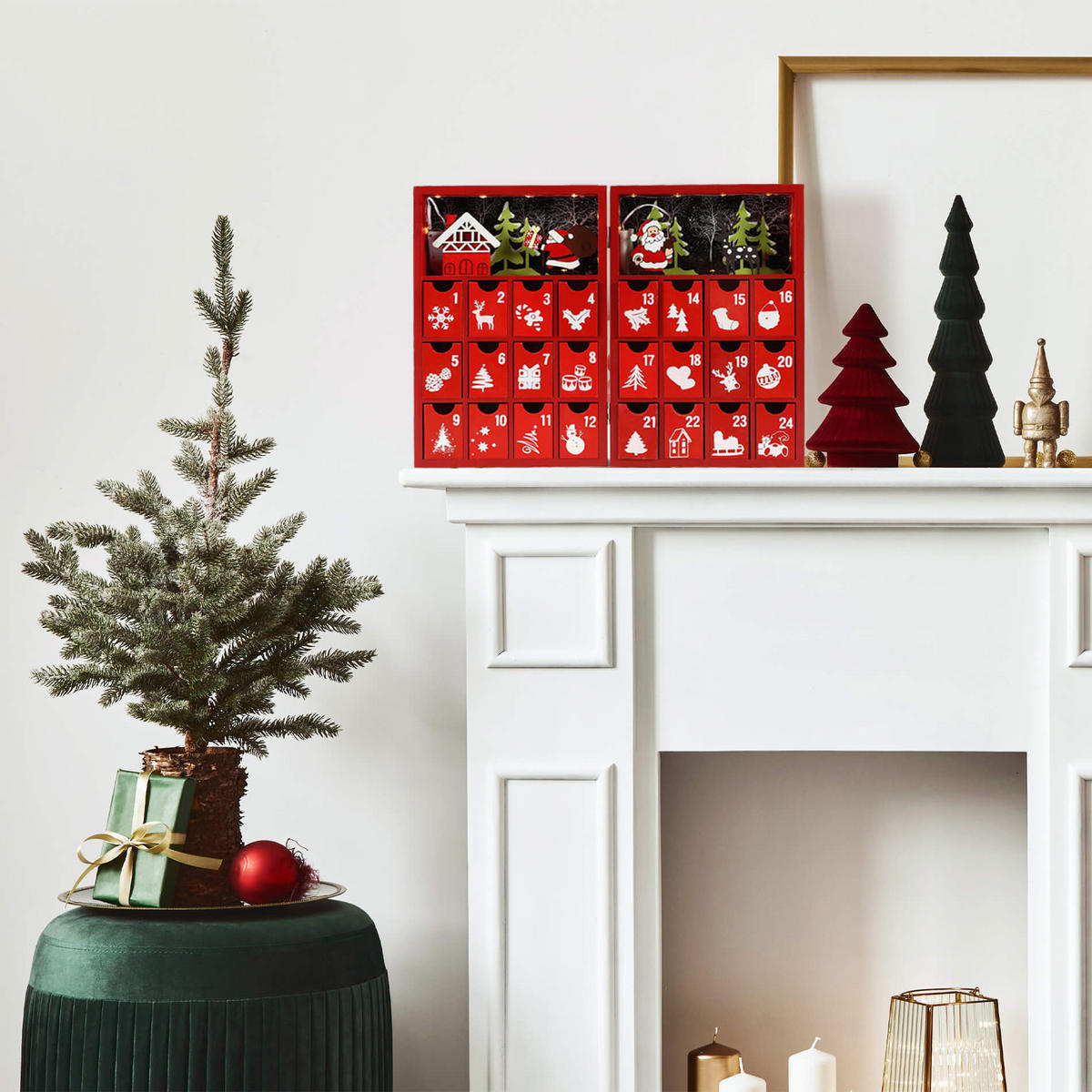 ADVENTSKALENDER Mehrfarbig 9/21/31 cm - Multicolor, Holz (9/31/21cm) - Mobili Rebecca