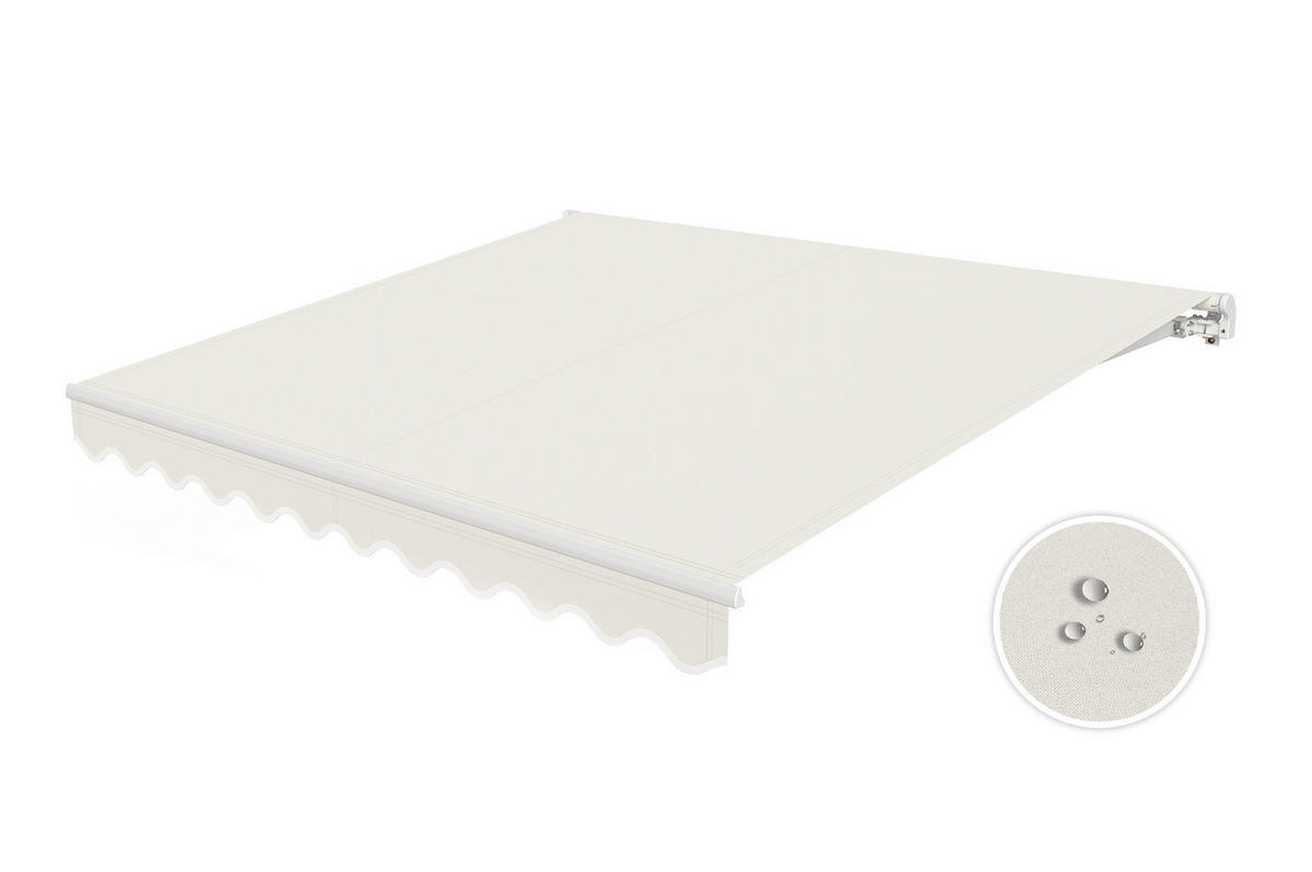 MONOBLOCK-MARKISE VECCHIO Weißes Gestell - leinwand Beige 3x2,5m - Premium-Leinwand 320g/m² - Beige, Metall (295/218/250cm) - Cazeboo