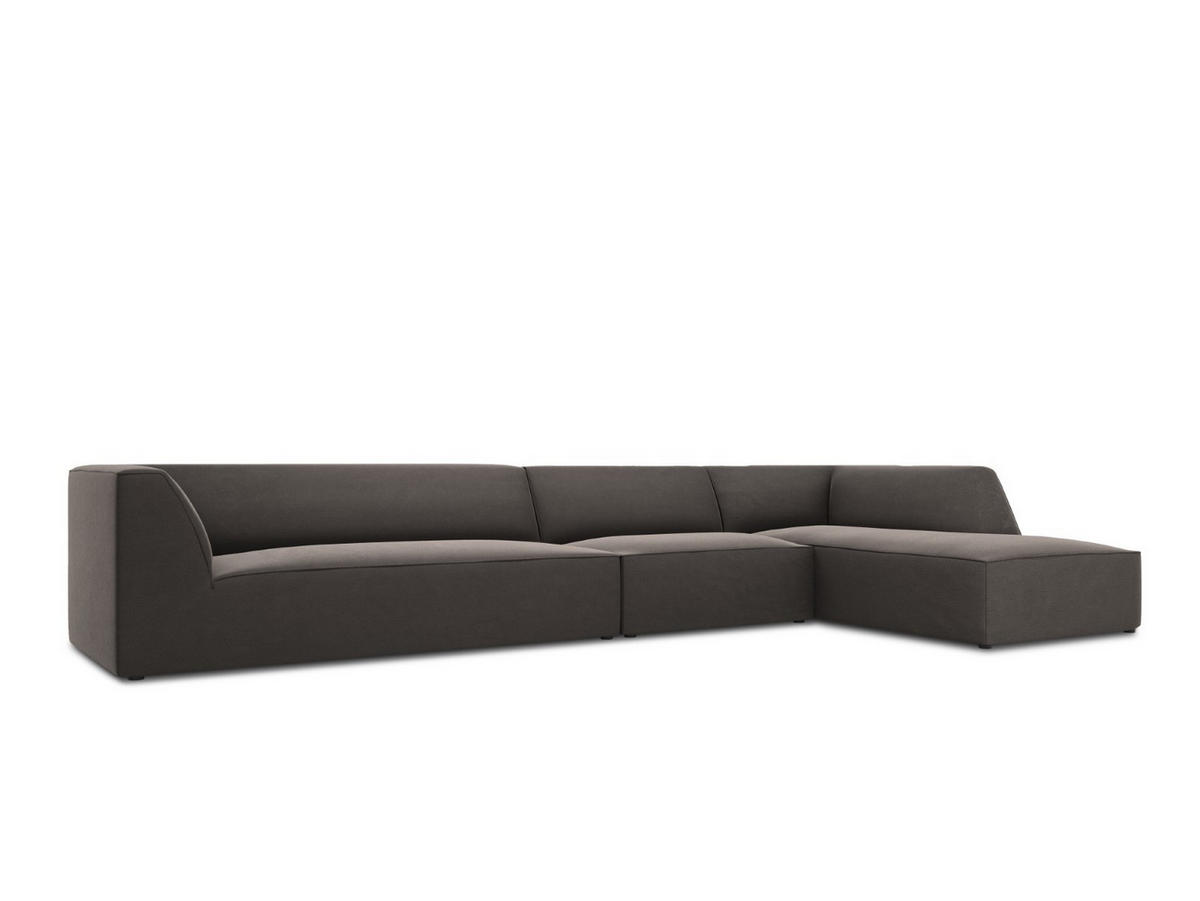 ECKSOFA rechts Ruby aus Samt dunkelgrau 5 Sitzplätze - Dunkelgrau, Textil (180/366cm) - Micadoni