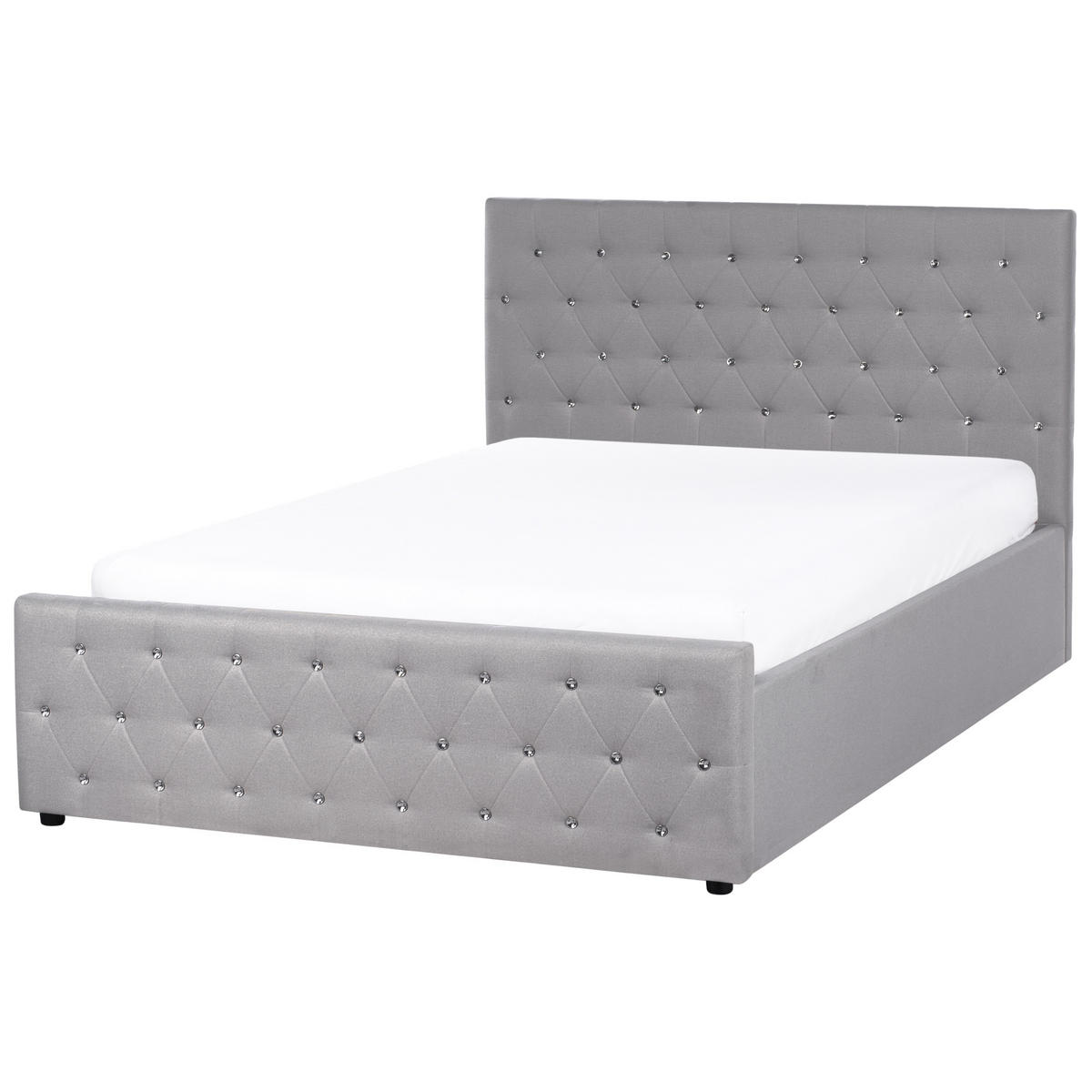 BETT mit Stauraum 140/200 cm Stoff Hellgrau Amiens - Hellgrau, Textil (140/200cm) - Beliani