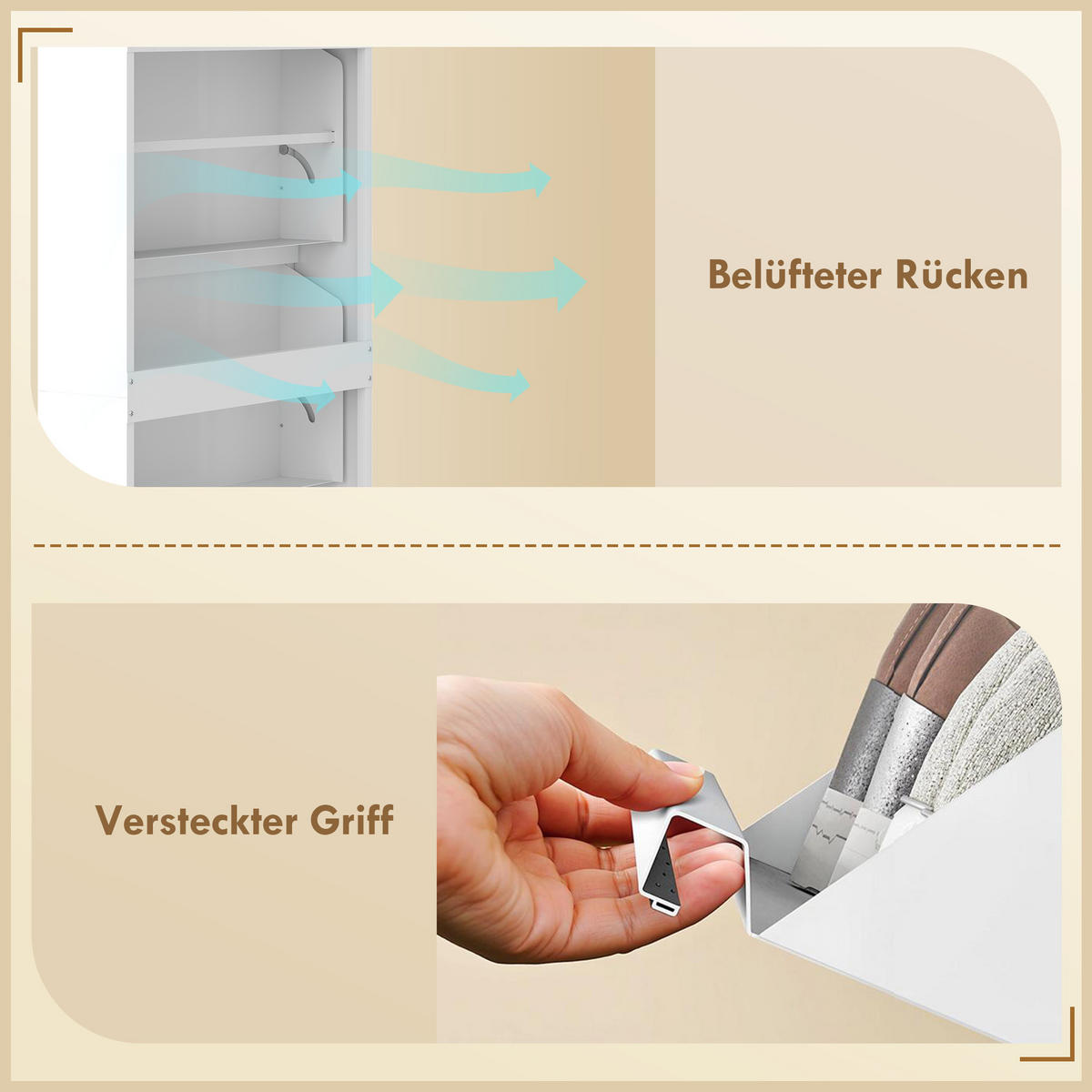 SCHUHSCHRANK aus Metall 55/15/106 cm Weiß - Weiß, Metall (15/105.5/55cm) - HOMCOM