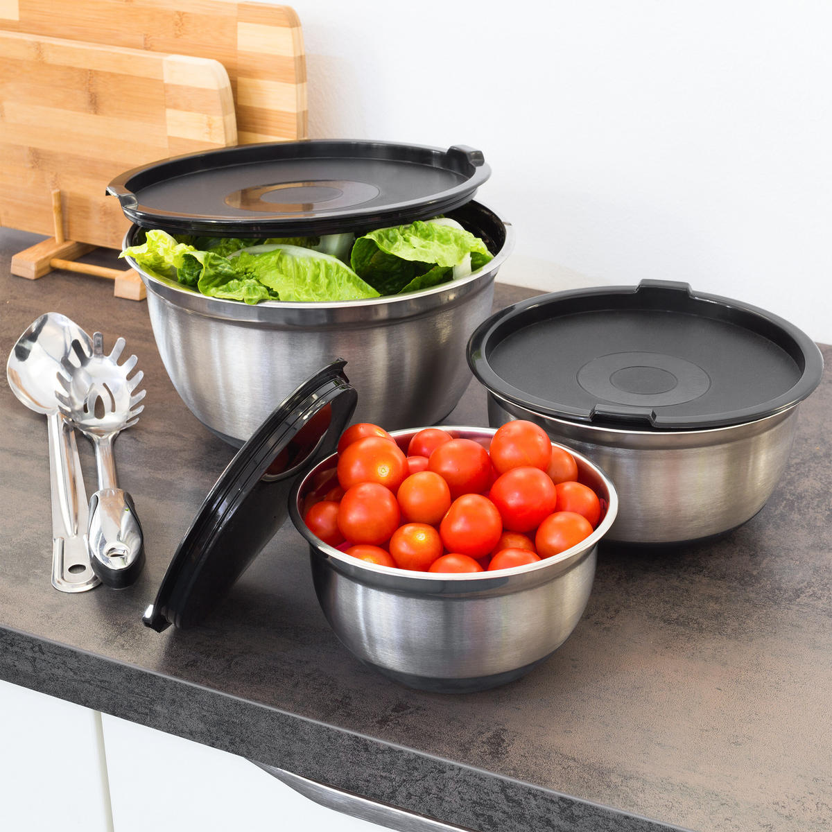 SÚPRAVA mís - viacfarebná, kov/plast - Relaxdays