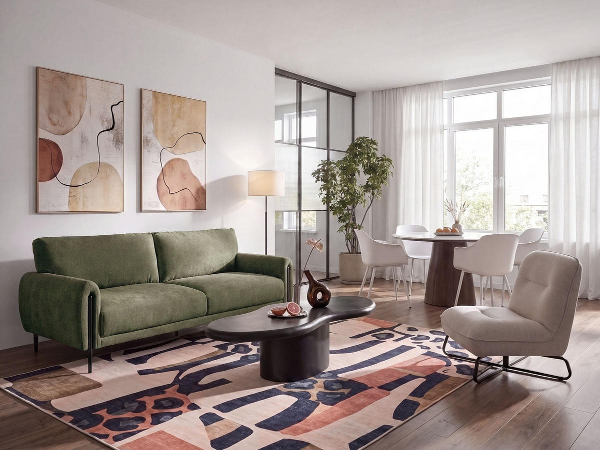 3-SITZER-SOFA Chenillegewebe Grün Skaro - Schwarz/Grün, Textil (214/87/89cm) - Beliani