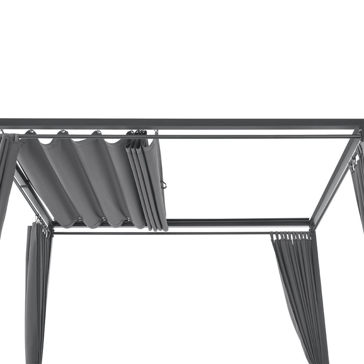 DOPPELLIEGE Loungebett Kreta grau/ dunkelgrau - Grau, Metall (147/207/207cm) - Juskys