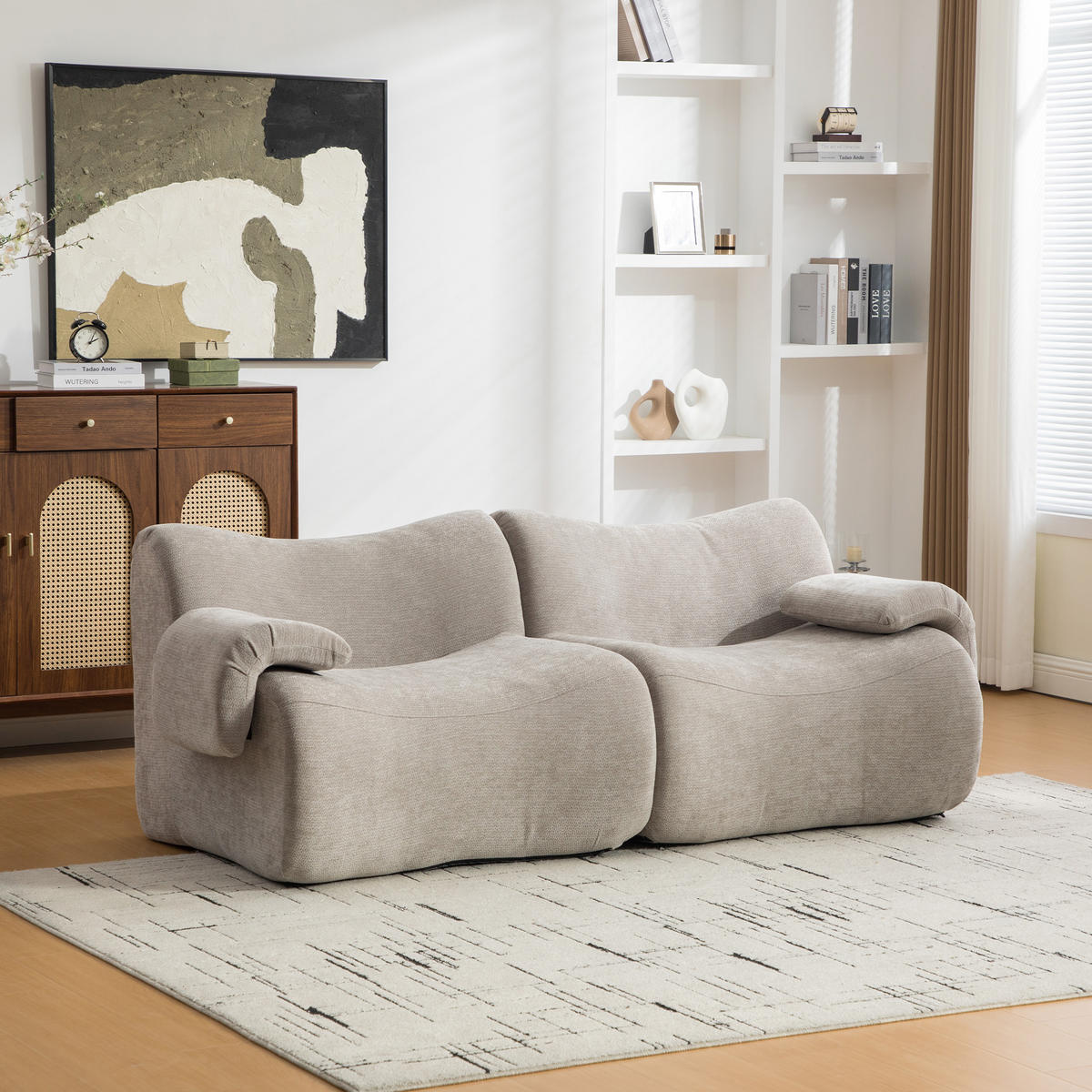 2-SITZER SOFA Chenille Grau ohne Montage - Grau, Textil (199/72.5/92cm) - WISHDOR