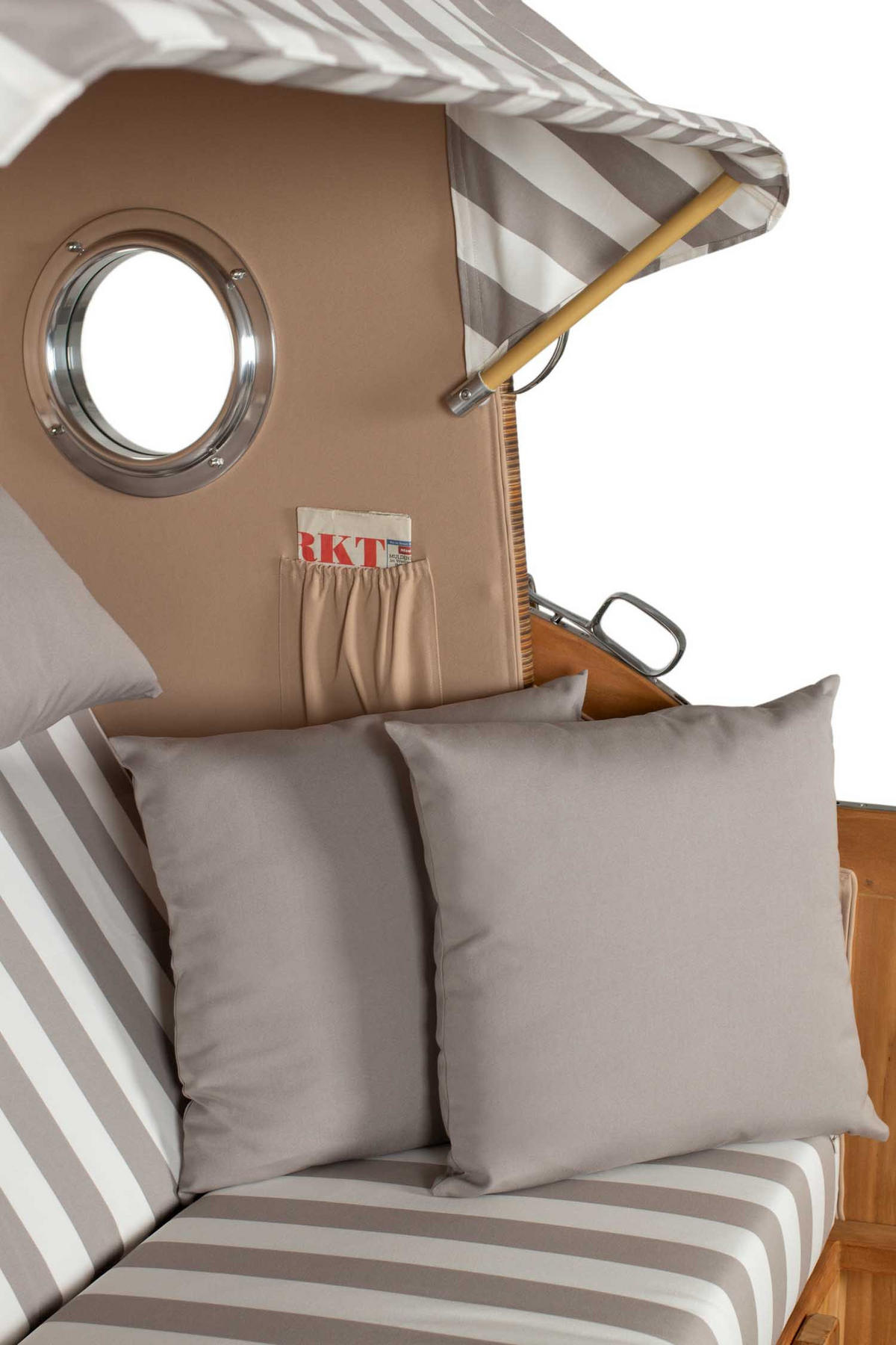 STRANDKORB XXL Düne Grande Teak Banana - Braun/Grau, Metall (142/170/95cm) - Mr. Deko