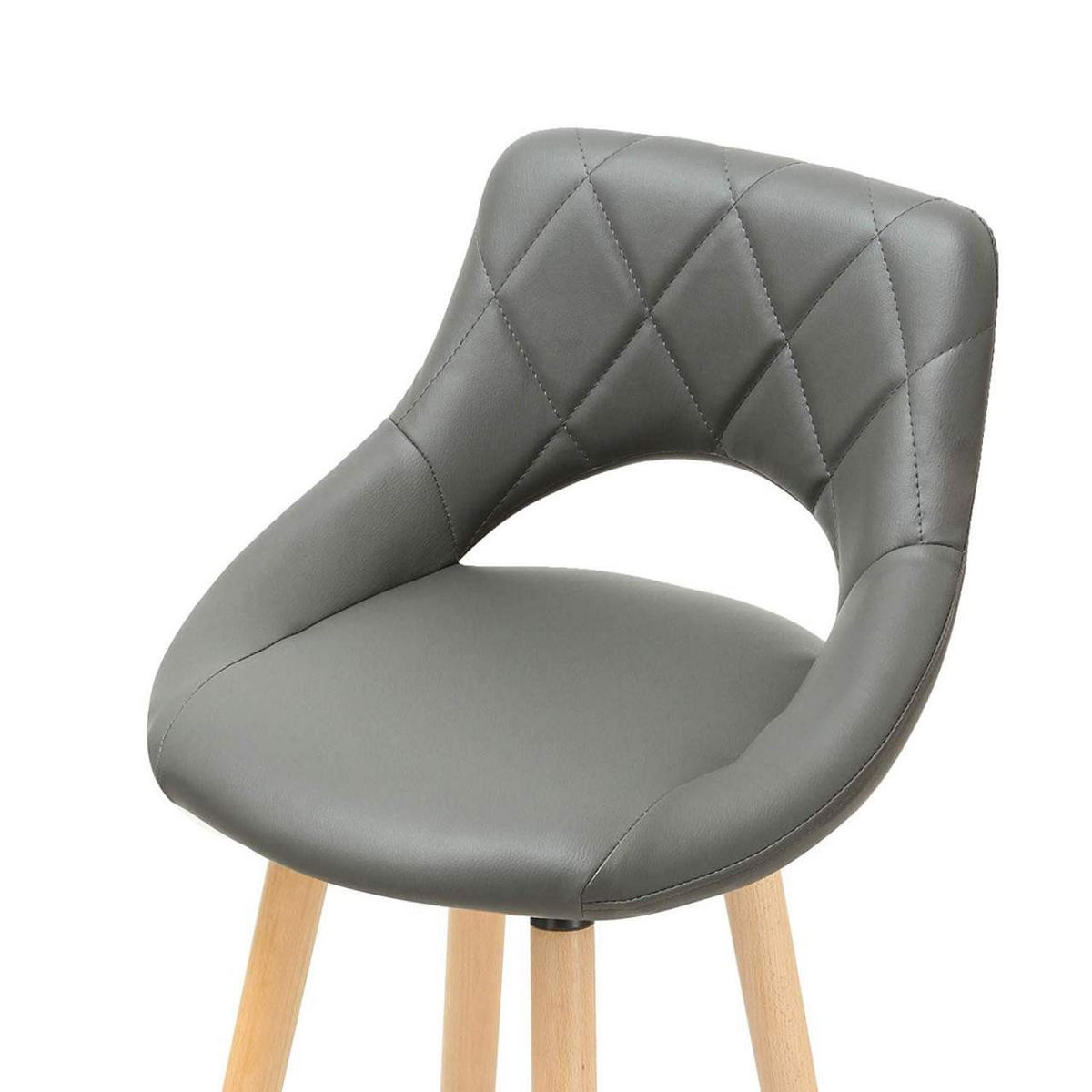 BARHOCKER aus Kunstleder, Holzgestell, Grau - Buchefarben/Grau, Holz/Textil (43/91/43cm) - Woltu