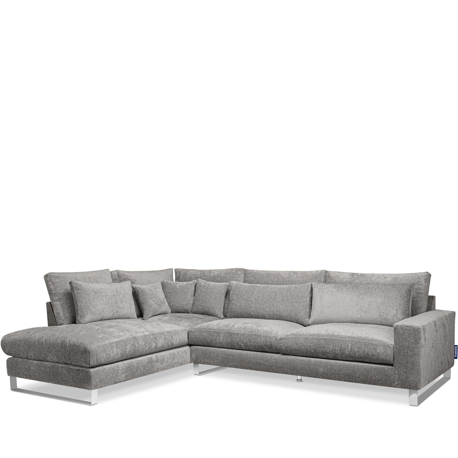 ECKSOFA LINKS BRENTIS Chenille-Stoff, Hellgrau - Hellgrau, Textil (314/224cm) - KONSIMO®