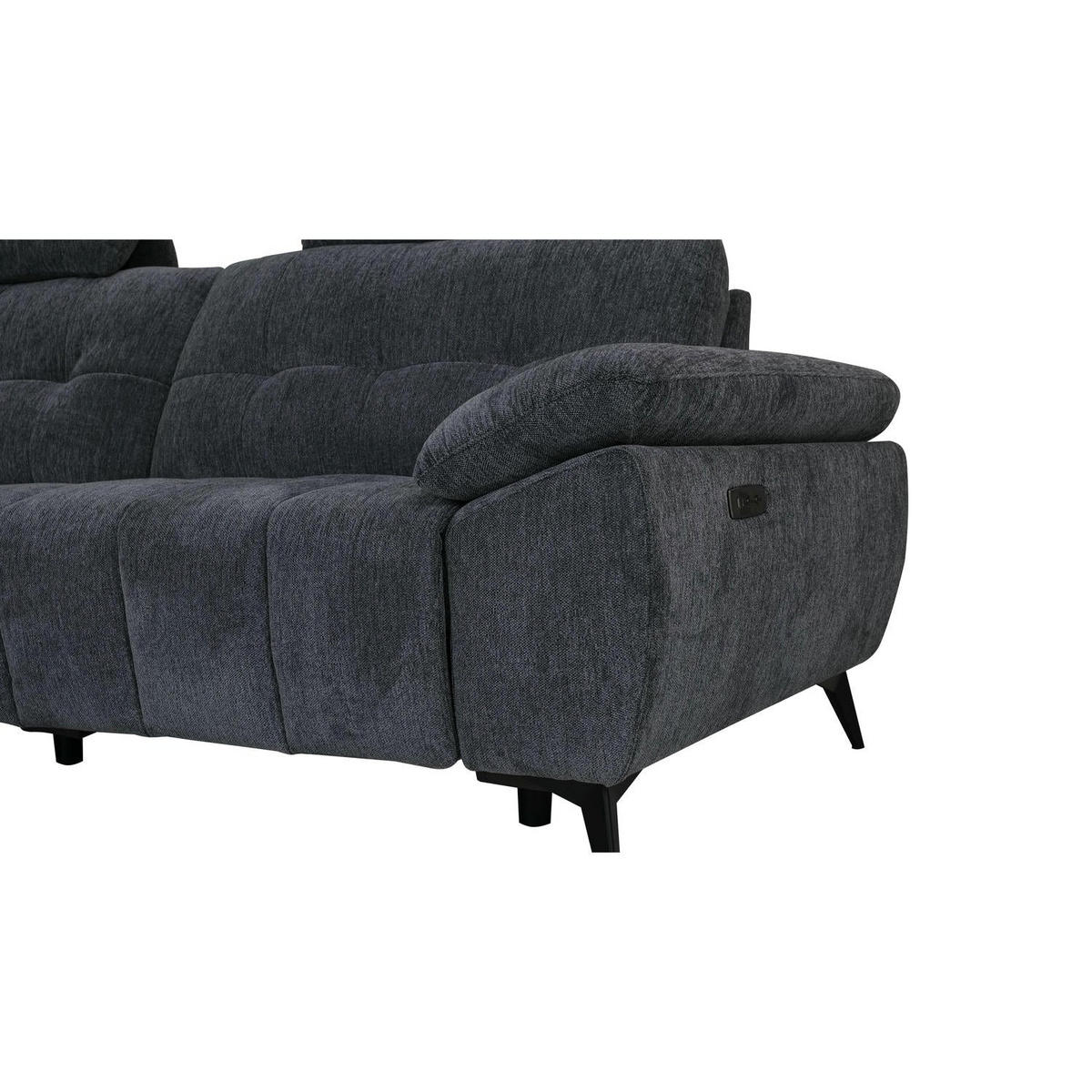 ECKSOFA Webstoff Grau - Schwarz/Grau, Textil/Metall (268/156cm) - Furnhouse