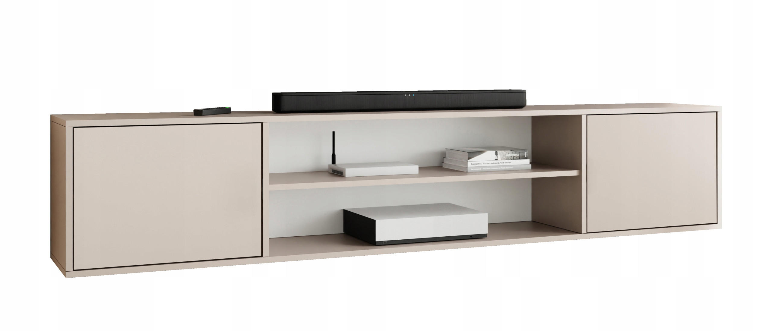 COMODA TV EDI 4 deschisa – 206x42x38 cm – Alb si Stejar Craft Auriu