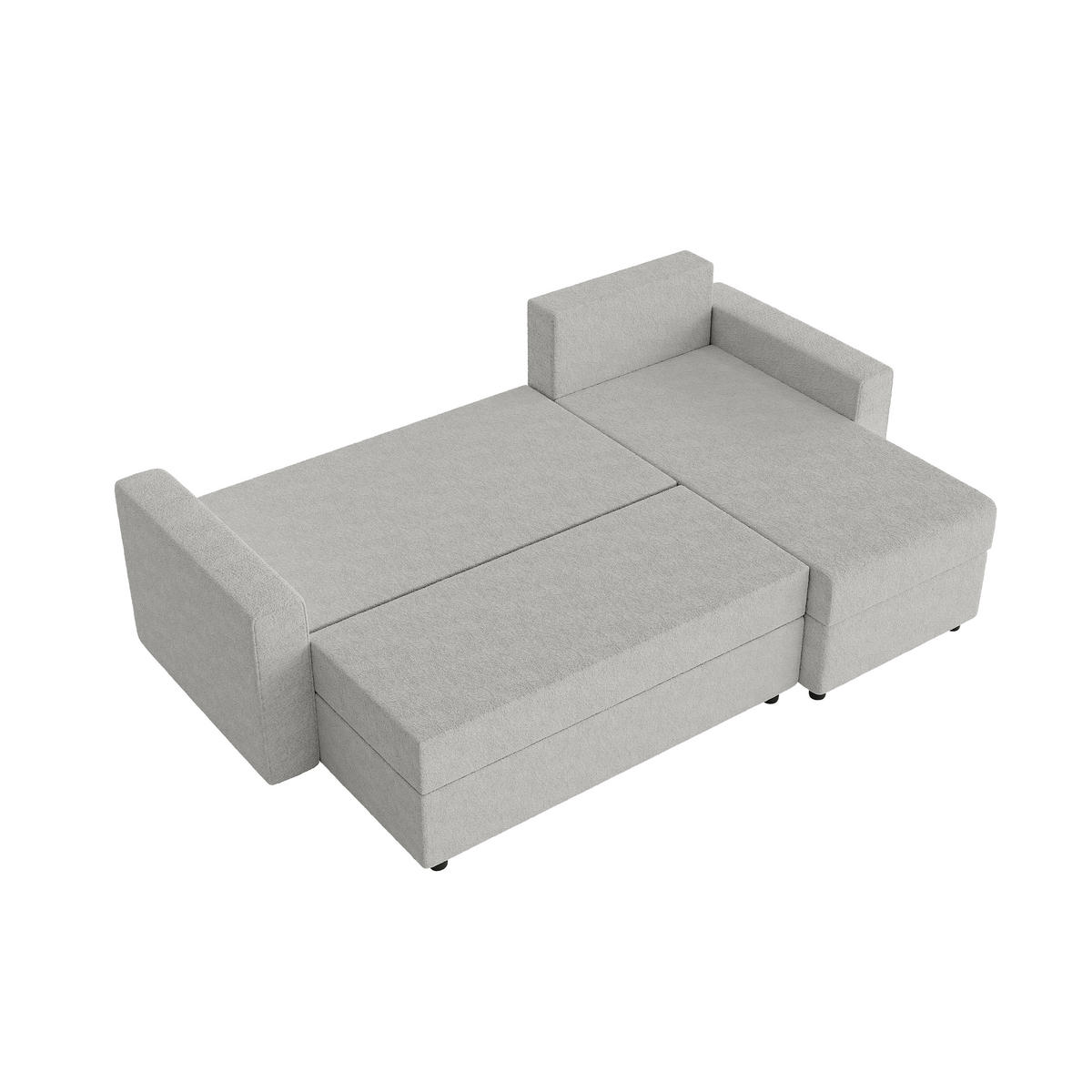 ECKSOFA Goka Lux L mit Schlaffunktion und 2 Bettkästen, Grau - Grau, Textil (230/146cm) - Fedve