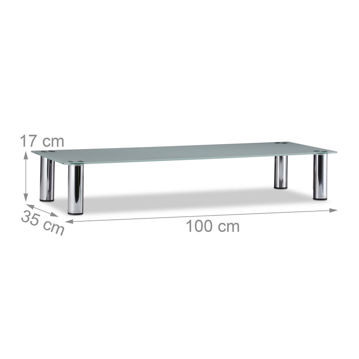 TV-TISCH - Transparent, Glas/Metall (100/17/35cm) - Relaxdays