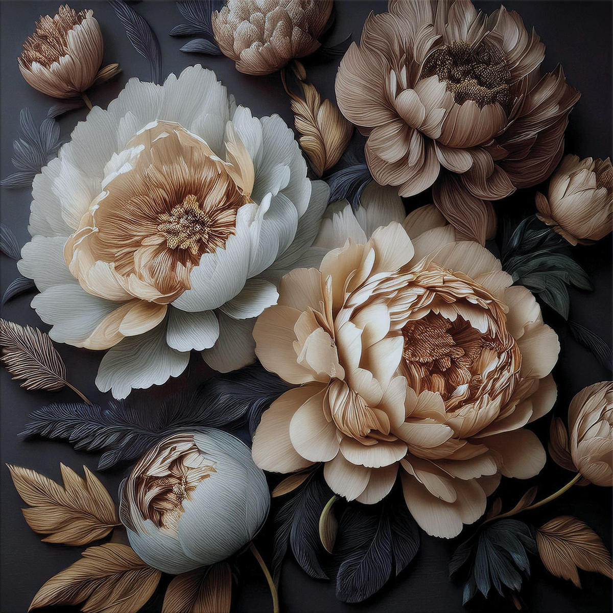 GLASBILD 30×30 cm Blumen creme beige braun - Beige, Glas (30/30cm) - artissimo