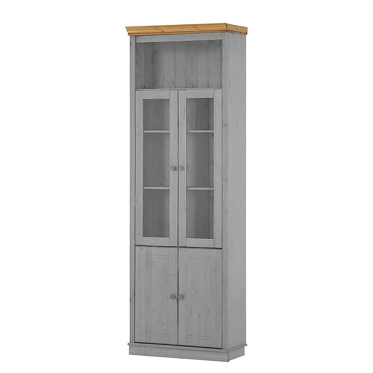 MASSIVE BÜCHERWAND - Massivholz - Kiefer - Kieferfarben/Grau, Holz (296/223/37cm) - home24