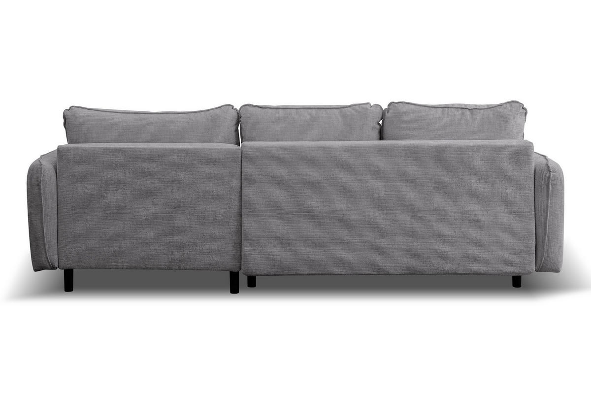 ECKSOFA Lucky in L-Form mit Schlaffunktion und Bettkasten, Farbe: Grau, Strukturstoff, Ottomane Links oder Rechts - Grau, Textil (275/160cm) - VENASI MÖBEL