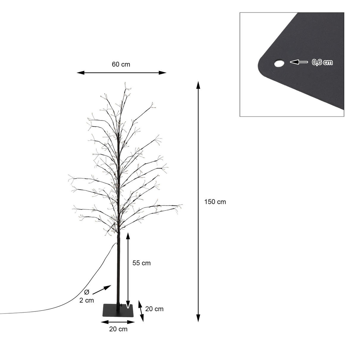 WEIHNACHT Baum 360 LED - Schwarz, Kunststoff (60/150/60cm) - ECD-Germany