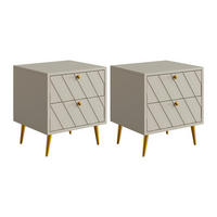 NACHTTISCHE 2er-Set - 2 Schubladen - Beige - TEODA - Beige, Holz (45/40/49.5cm) - Vente-Unique