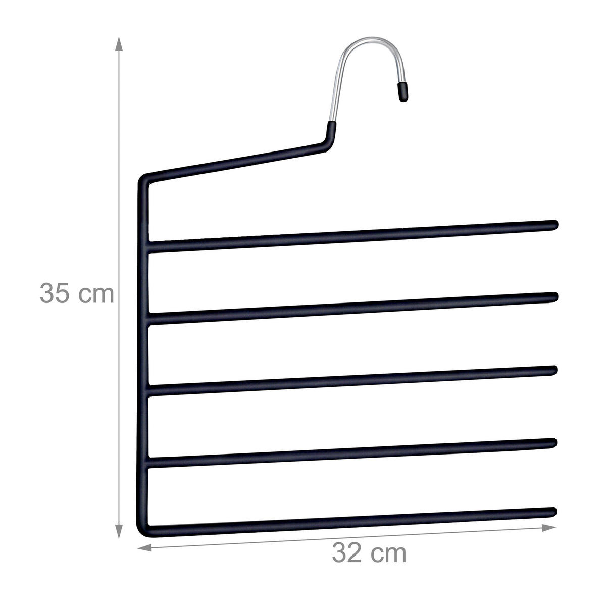 MEHRFACHHOSENBÜGEL Set - Schwarz, Kunststoff/Metall (32/35/0.5cm) - Relaxdays