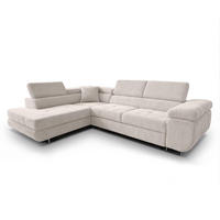 ECKSOFA L Form Konak Cremeweiß 276/201/90 cm Links mit Schlaffunktion - Silberfarben/Creme, Textil/Metall (203/276cm) - AX Living