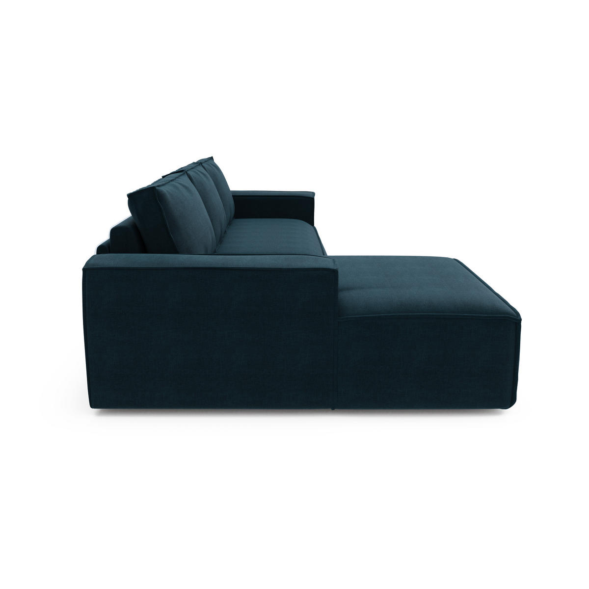 ECKSOFA LINKS Samt Pfauenblau 302cm - Blau/Hellblau, Textil (165/302cm) - Sia Home