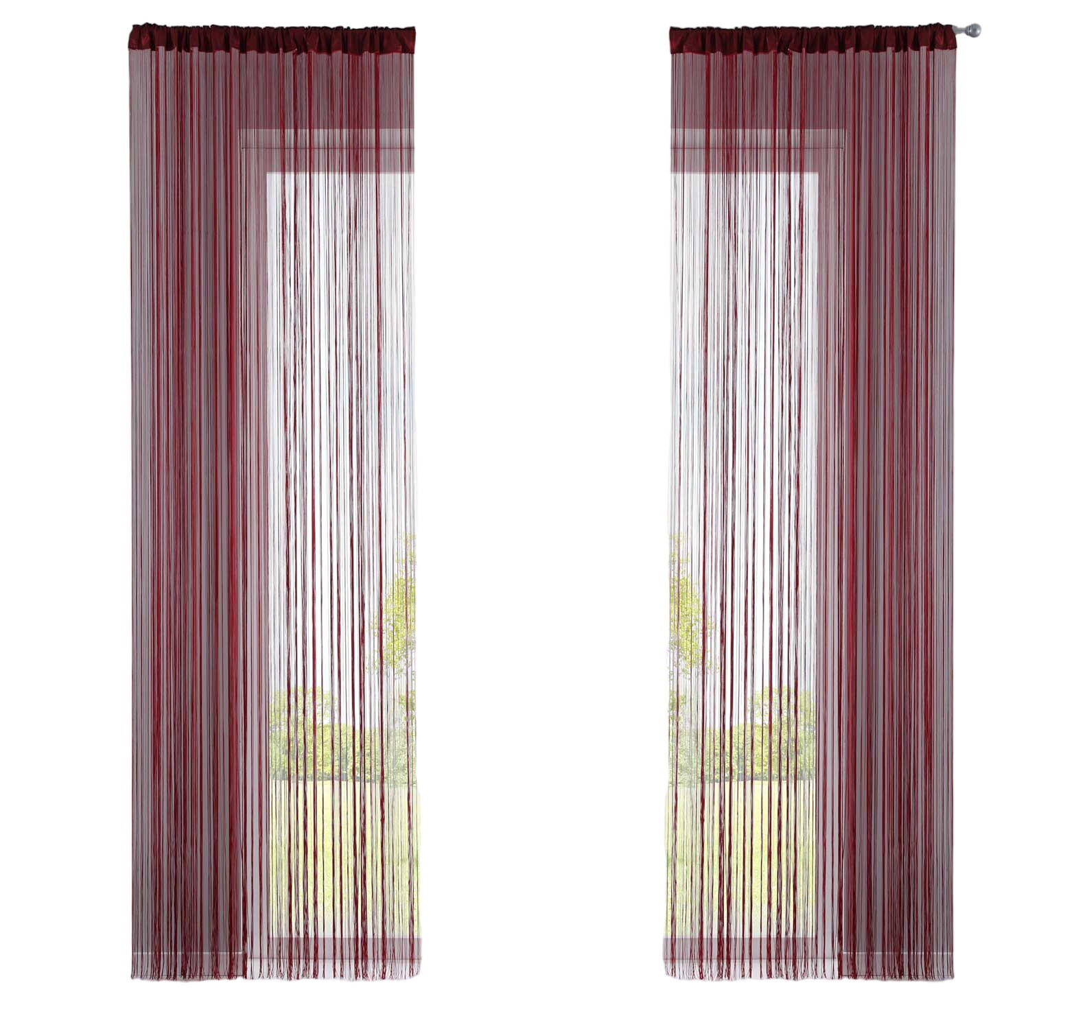 FADENGARDINE 2ER SET HxB 250x140 cm Bordeaux - Bordeaux, Textil (140/250cm) - Gardinenbox