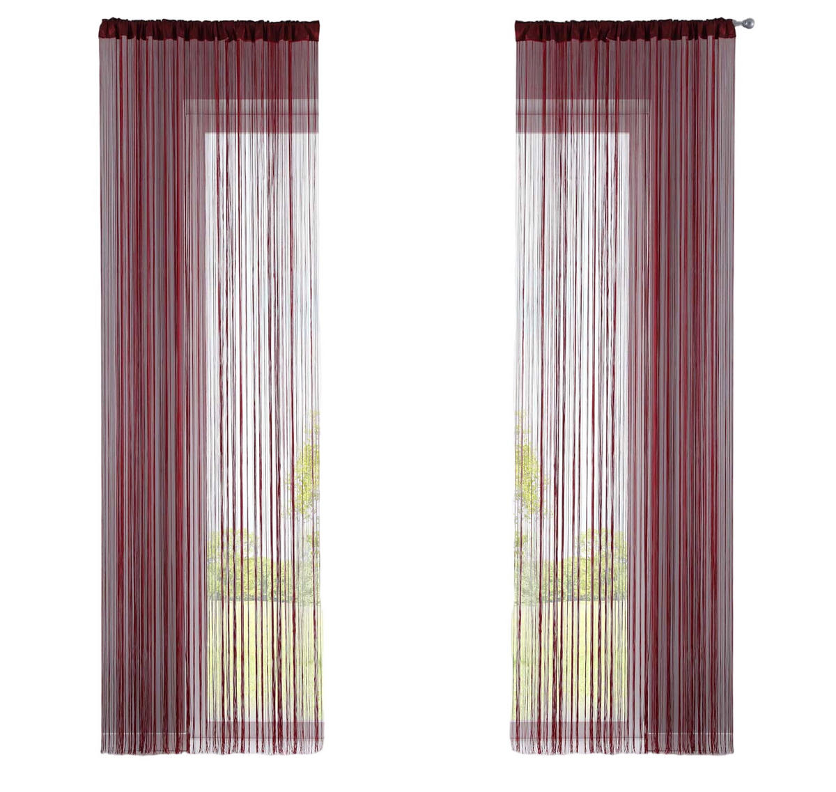 FADENGARDINE 2ER SET HxB 250x140 cm Bordeaux - Bordeaux, Textil (140/250cm) - Gardinenbox