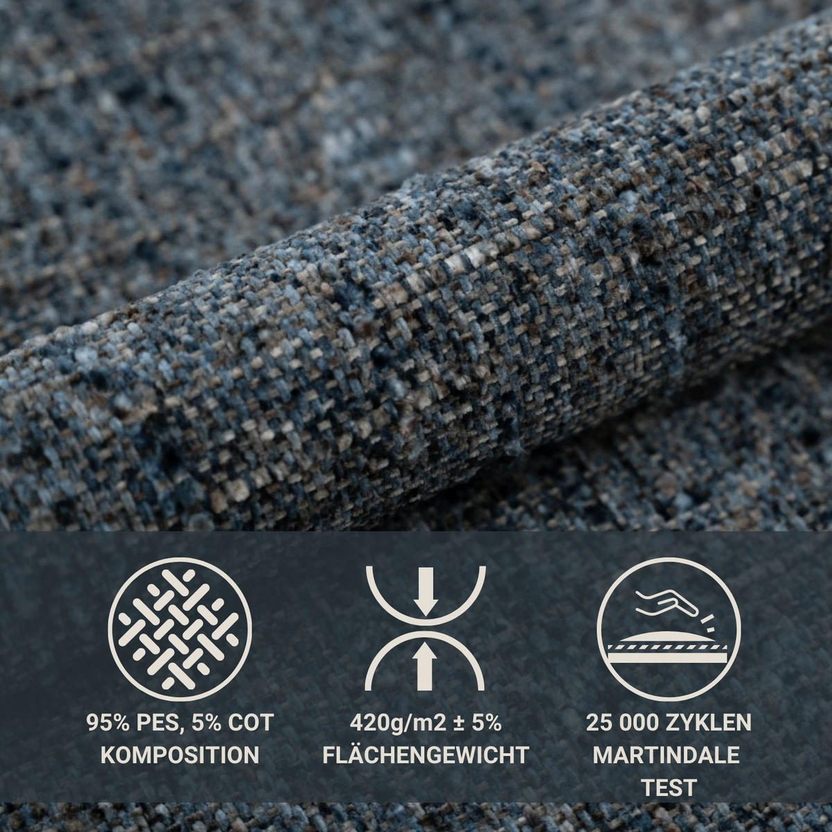 SCHLAFSOFA Loca Marineblau Webstoff - Schwarz/Dunkelblau, Holz/Holzwerkstoff (248/92/103cm) - Maison de Reve