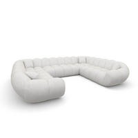 WOHNLANDSCHAFT Liva Weiß Strukturstoff U-Form XXL Panorama - Weiß, Textil (316/70/258cm) - VAROYAL