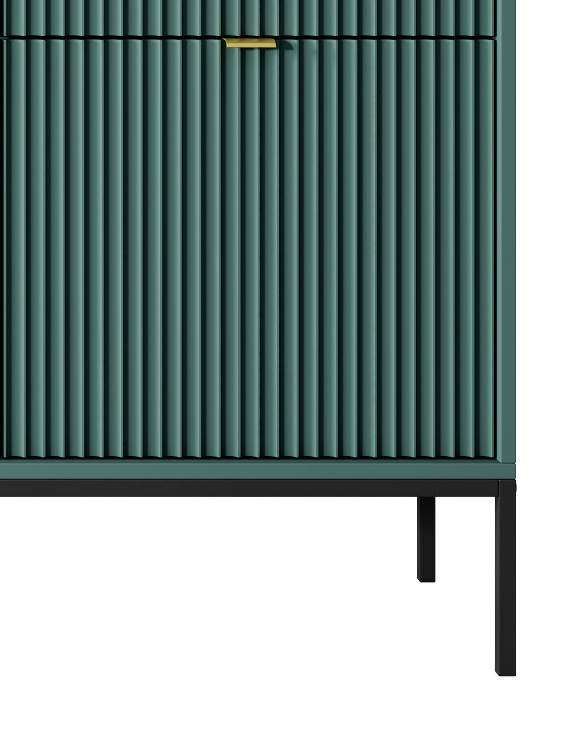 KOMMODE NOVA - KSZ154, Geriffelte Fronten, goldene Griffe 154x39x83 cm Lablador - Türkis/Schwarz, Holzwerkstoff/Kunststoff (154/83/39cm) - DomoHome