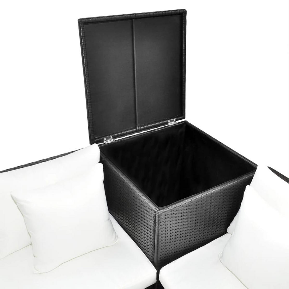 GARTEN-LOUNGE-SET 4-teilig Mit Auflagen Poly Rattan Schwarz - Creme/Schwarz, Kunststoff - vidaXL