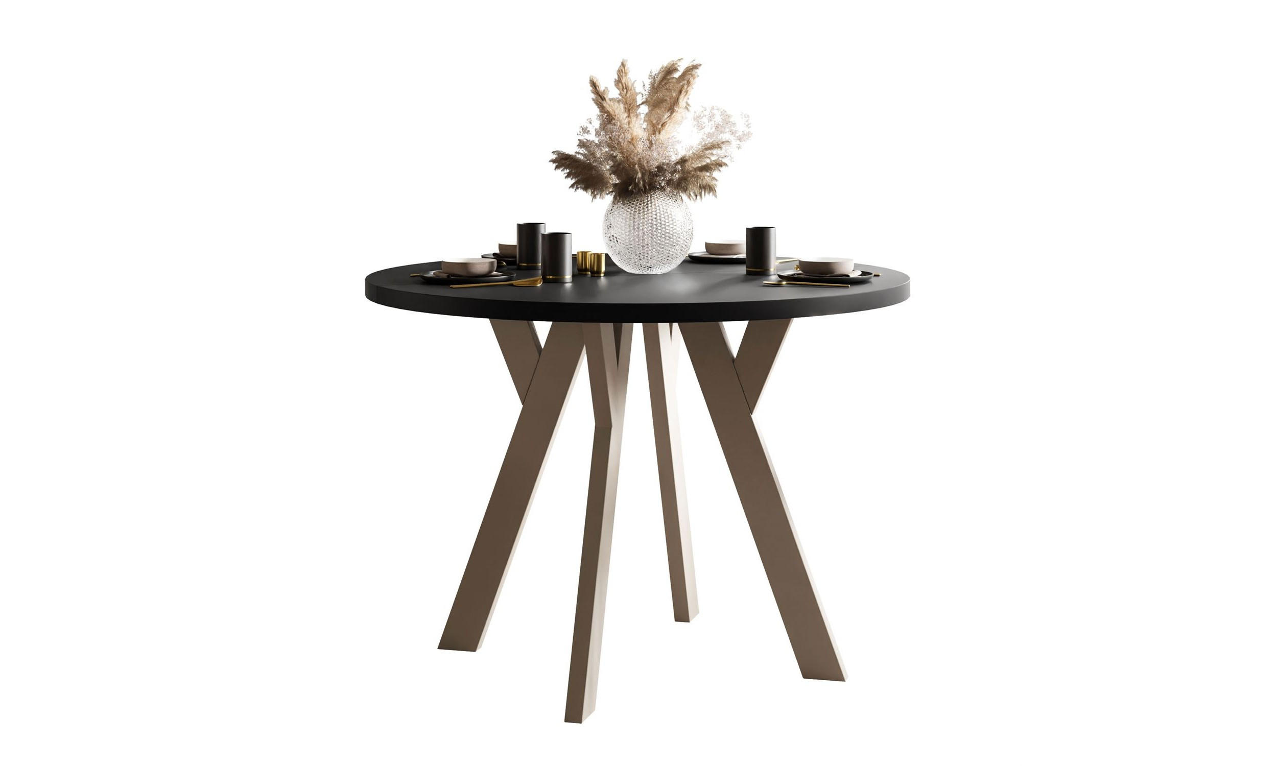 ESSTISCH VOLTA MATT 100/100/72,5 cm Tischplatte: Schwarz matt; Gestell: Kaschmir - Kaschmir/Schwarz, Holzwerkstoff/Metall (100/100/72.5cm) - Lookway