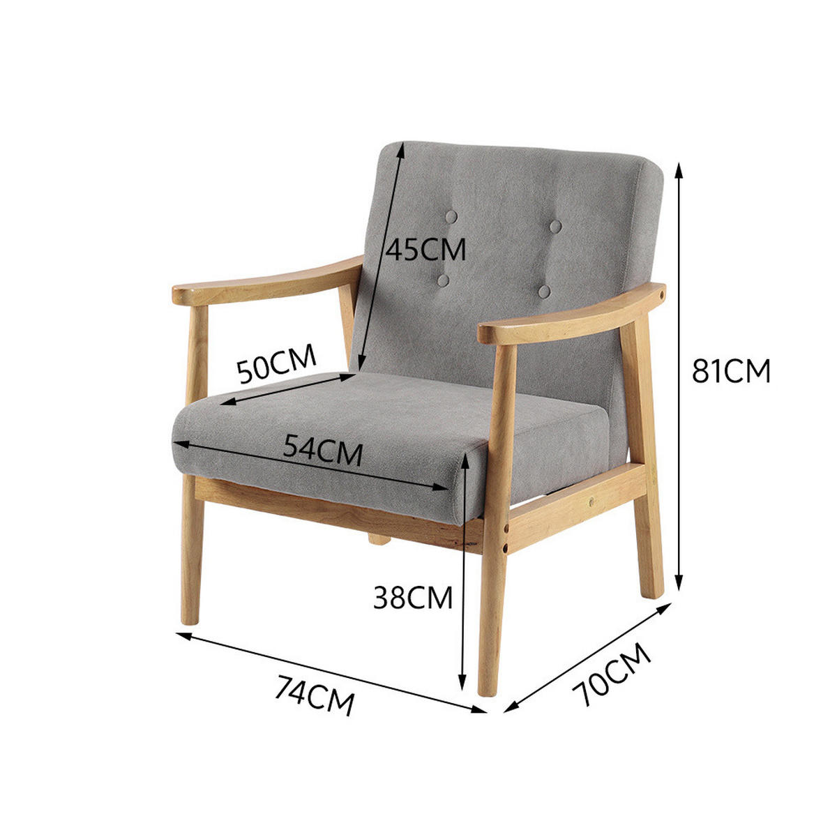 POLSTERSESSEL 74/70/81 cm Armlehnen Holzrahmen Leinen Grau - Grau, Holz/Textil (74/81/70cm) - Livingandhome