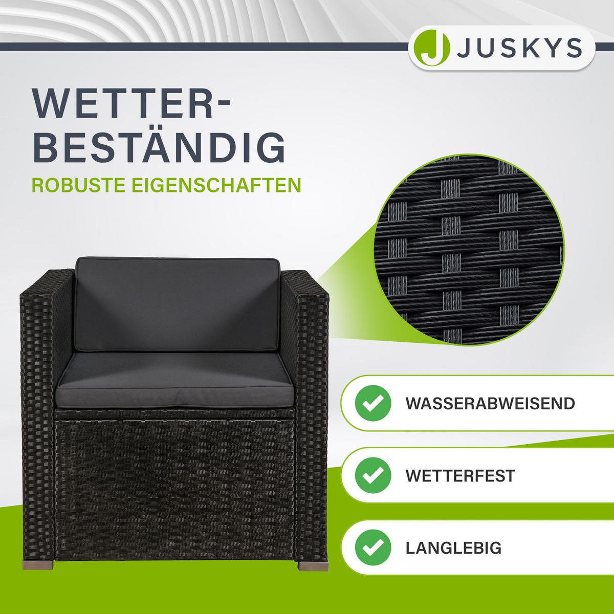 LOUNGEGARNITUR Punta Cana 4-tlg. - Dunkelgrau/Schwarz, Kunststoff - Juskys