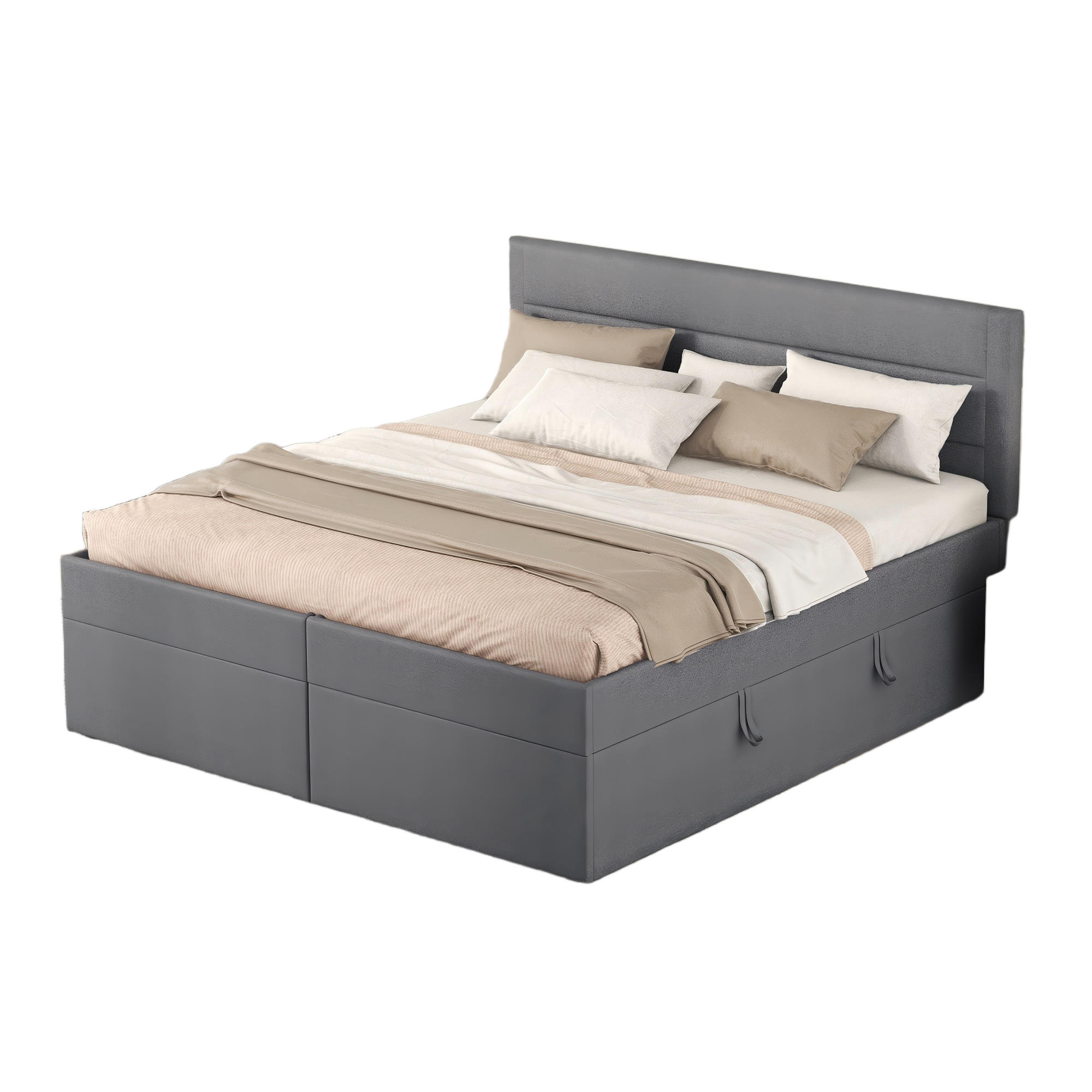 POLSTERBETT 140/200 cm Grau Doppelbett mit Lattenrost und großem Stauraum - Grau, Holzwerkstoff (140/200cm) - OKWISH