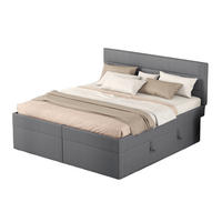 POLSTERBETT 140/200 cm Grau Doppelbett mit Lattenrost und großem Stauraum - Grau, Holzwerkstoff (140/200cm) - OKWISH