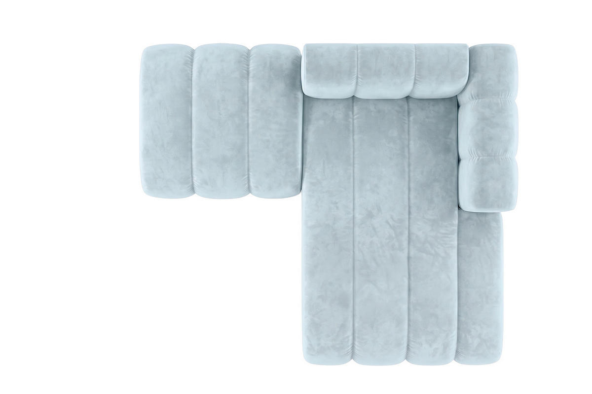 CHAISELONGUE Modulare Mit Hocker, Velvet-Stoff Riviera, Babyblau, Rechts, GRAND - Hellblau, Holz (204/179cm) - Kaiser Möbel
