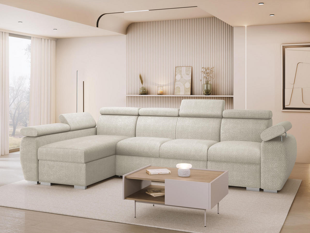 ECKSOFA Boston LCP, Seite: Links LCP+2R+1P(65) - Silberfarben/Mokka, Holz/Textil (320/170cm) - MIRJAN24