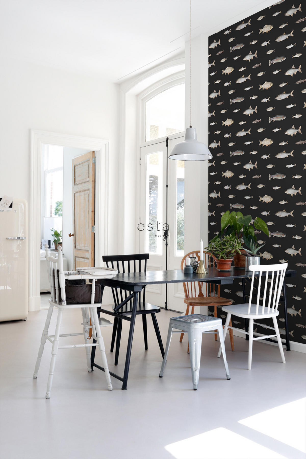 TAPETE Fische 50 x 900 cm - Schwarz, Papier (50/900cm) - ESTAhome