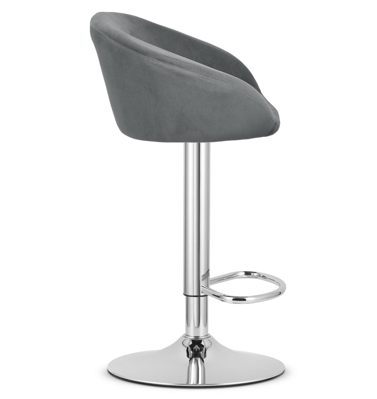 BARHOCKER EAST grauer Sitz, Chrombasis - Grau, Textil (53/103/46cm) - Valora