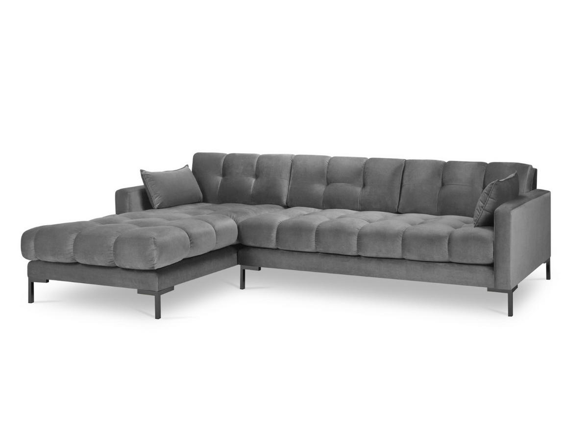 ECKSOFA links Mamaia aus Samt hellgrau 5 Sitzplätze - Hellgrau, Textil (185/293cm) - Micadoni