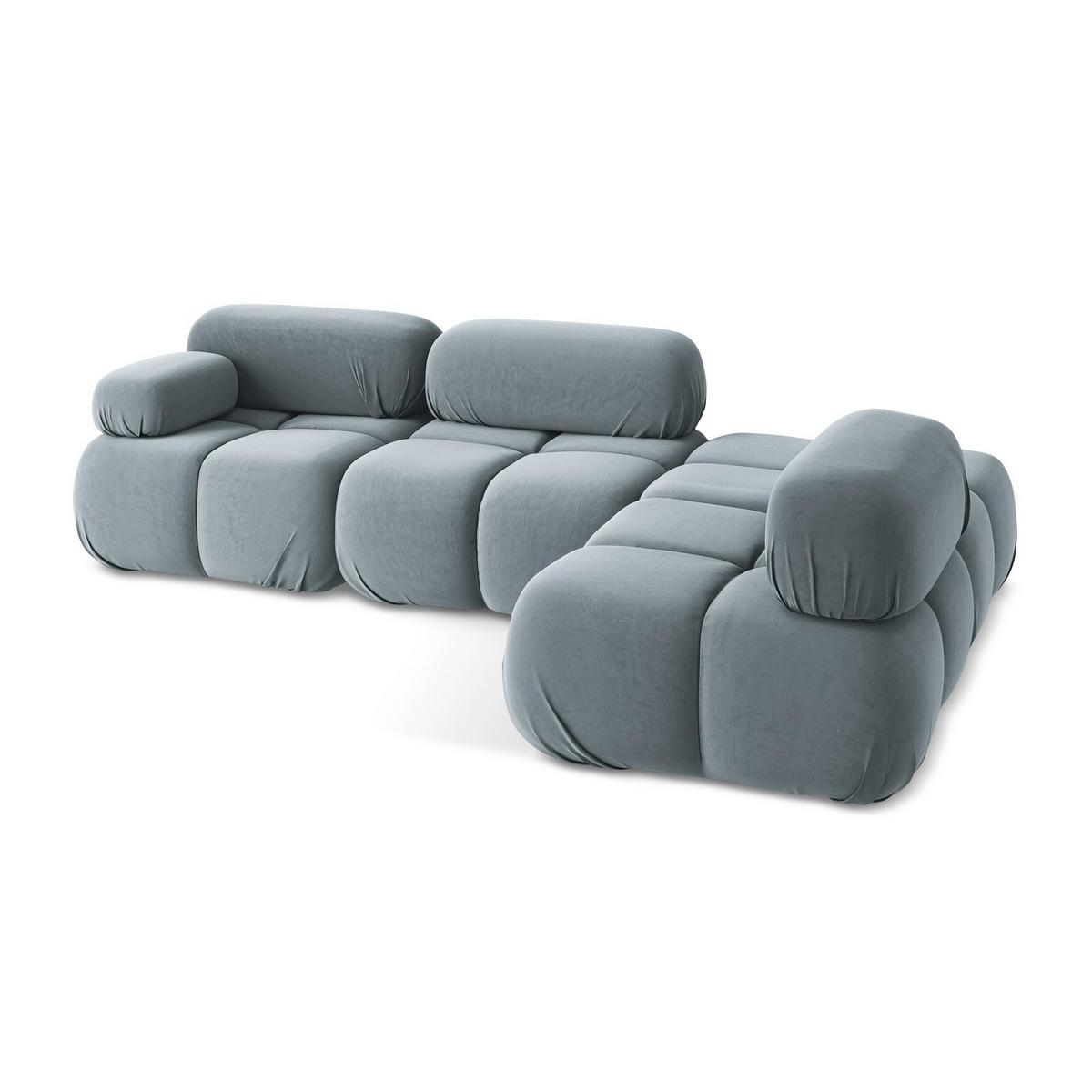 ECKSOFA Rechts Samt Stoff Blau - Blau/Schwarz, Kunststoff/Textil (285/190cm) - LaMiaSofa