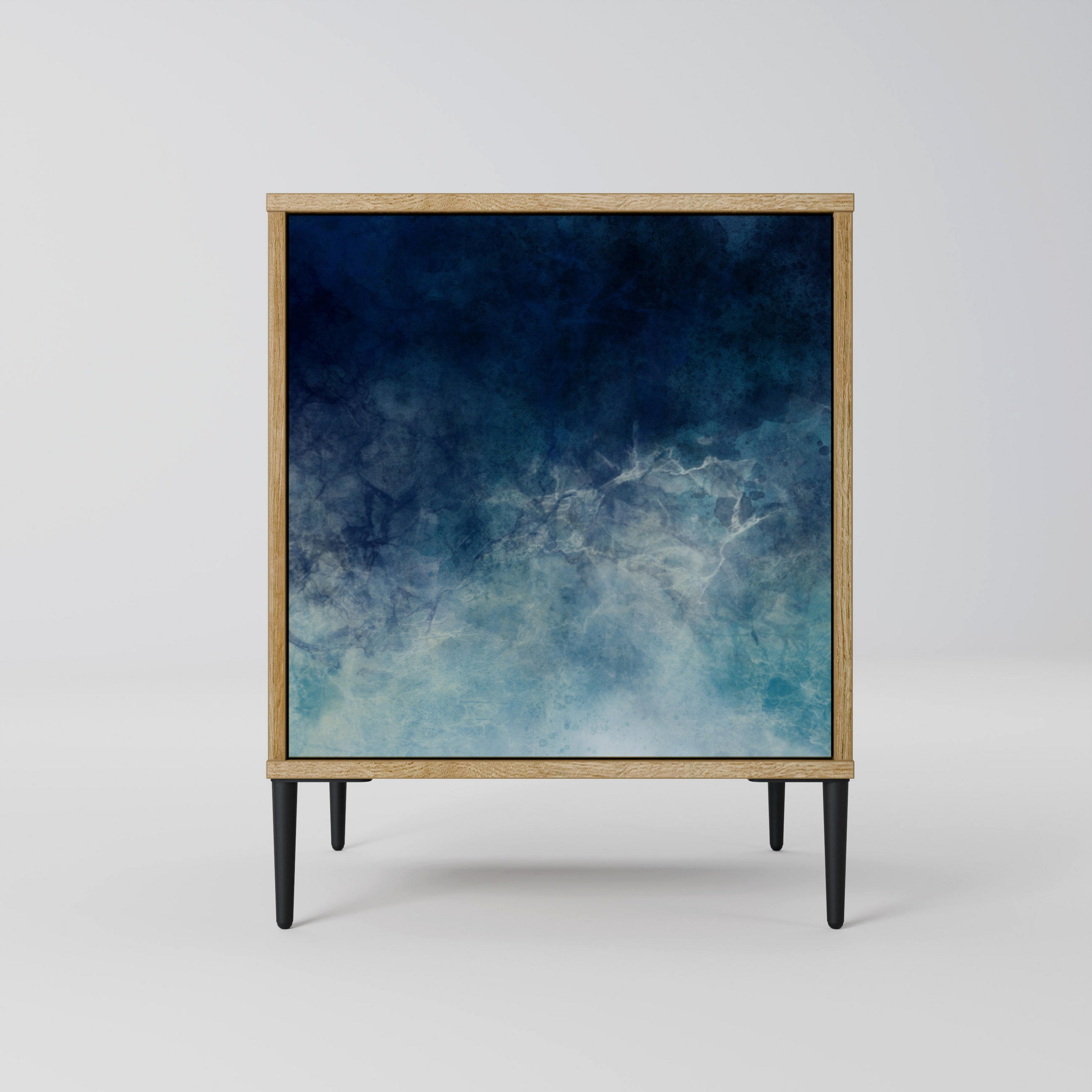 SIDEBOARD CELESTIAL FALL, Eichefarben, 57,5x42x72,5 cm, Schwarze Metallfüße - Eichefarben/Multicolor, Holzwerkstoff/Metall (57.5/72.5/42cm) - SpaceRebels