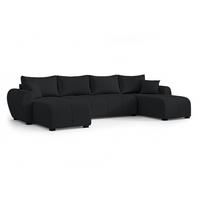 WOHNLANDSCHAFT Malatya U Form Schwarz 311/145/82 cm mit Schlaffunktion - Schwarz, Kunststoff/Textil (311/82/145cm) - AX Living